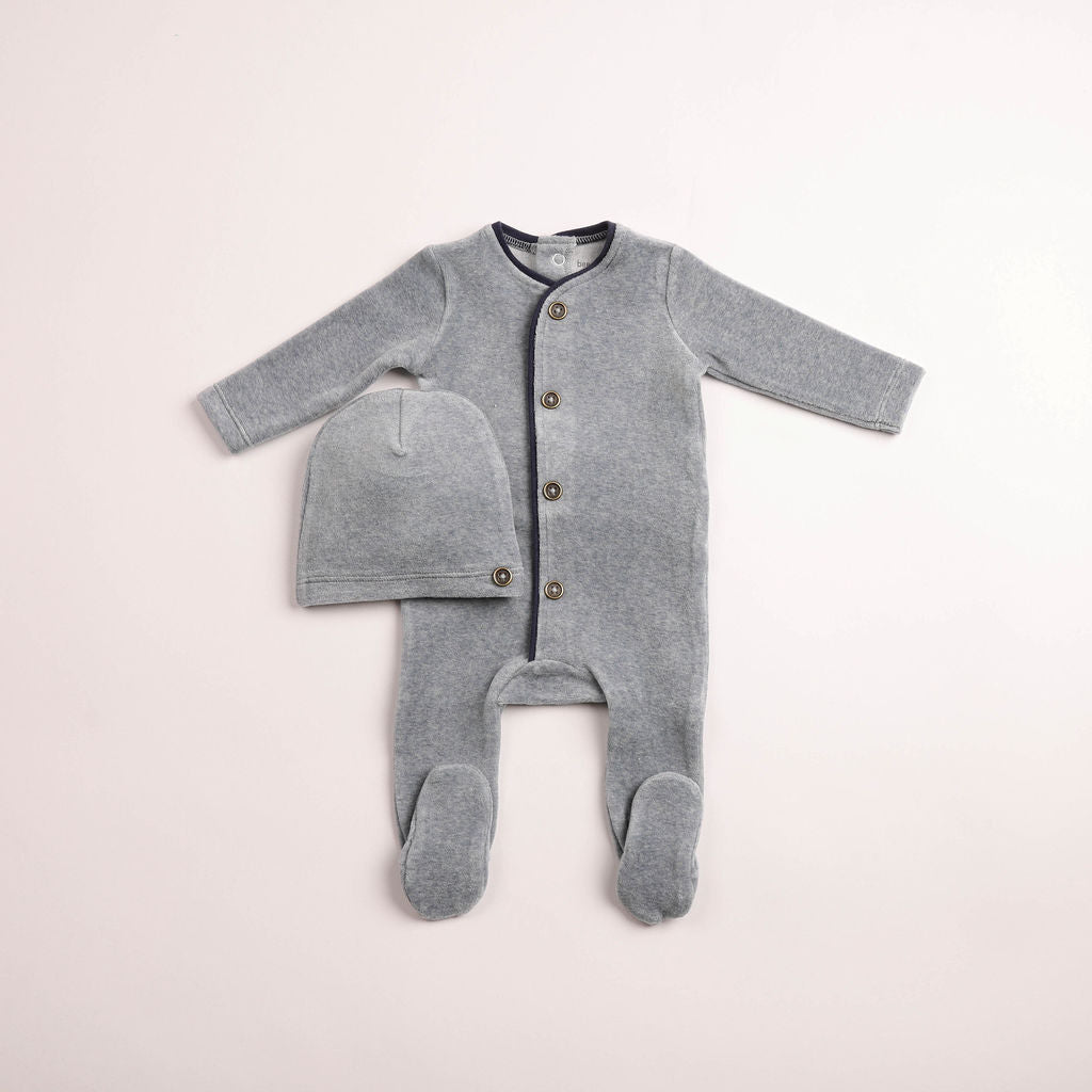 Prim Trim Velour Footie & Beanie