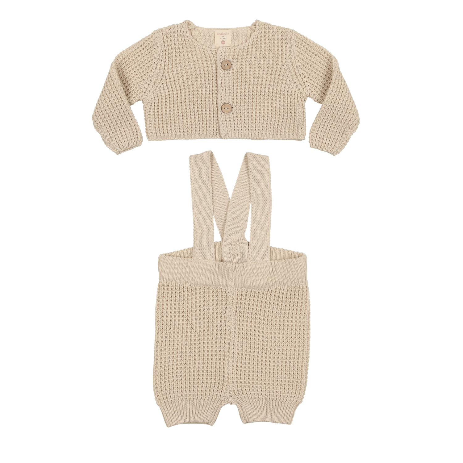 Waffle Knit Short Overalls And Shrug