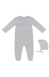 Spring Velour Footie & Bonnet