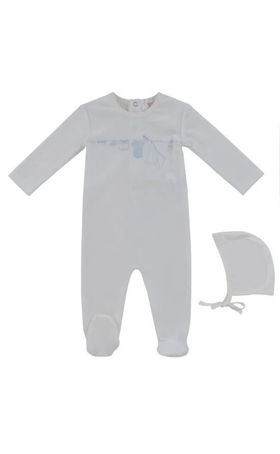Spring Velour Footie & Bonnet