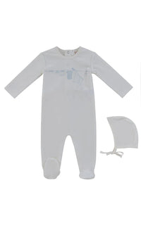 Spring Velour Footie & Bonnet