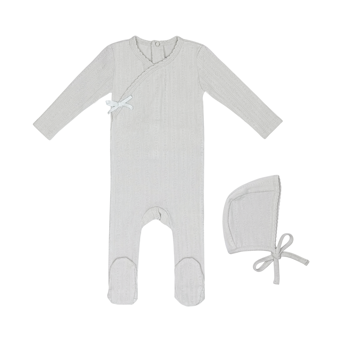 Sea Blue Circle Wrapover Pointelle Footie & Hat
