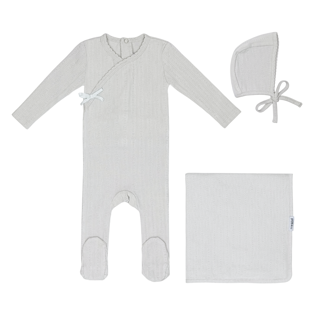 Sea Blue Circle Wrapover Pointelle Layette Set