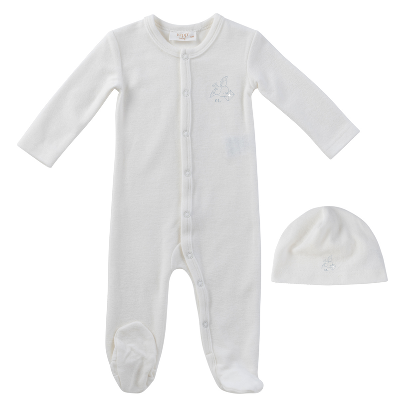 Flying Feathers Terry Footie & Hat