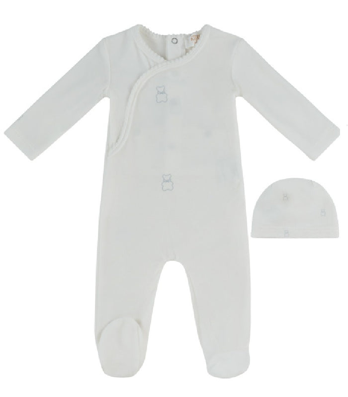 Petit Ours Pattern Footie & Hat