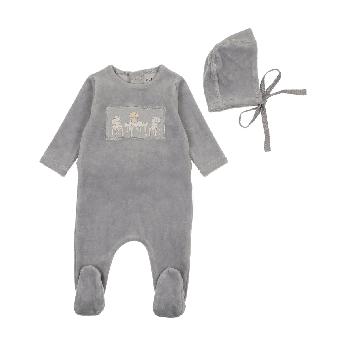 Tea Time Velour Footie & Hat