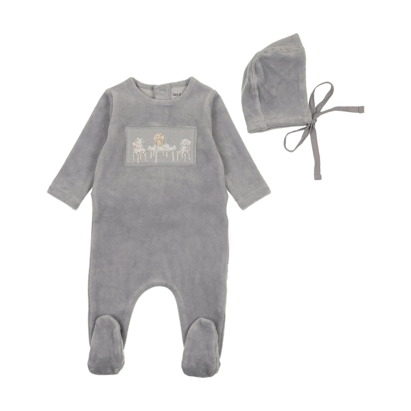 Tea Time Velour Footie & Hat