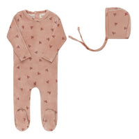 Velour Leaf Pattern Collection - Footie & Hat