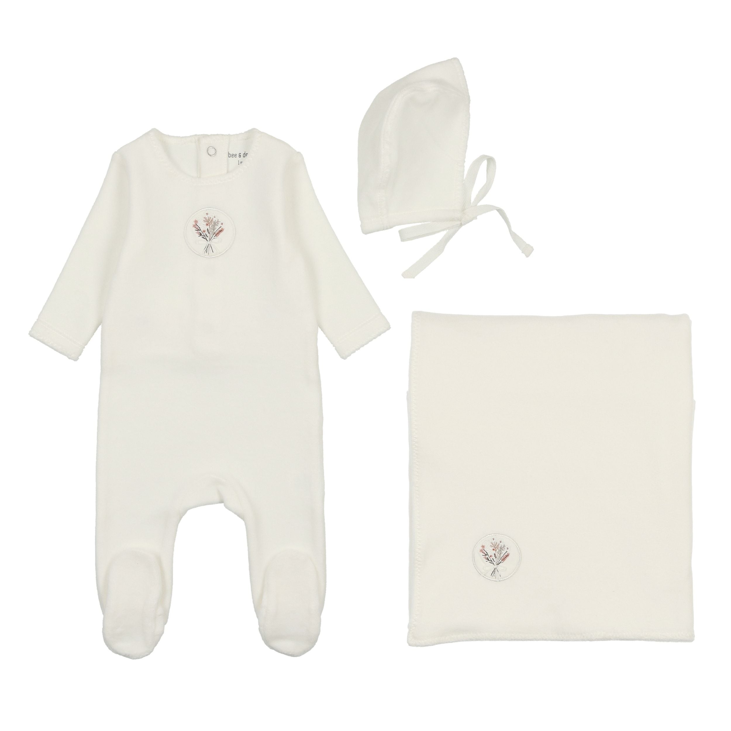 Embroidered Center Embossed Layette Set