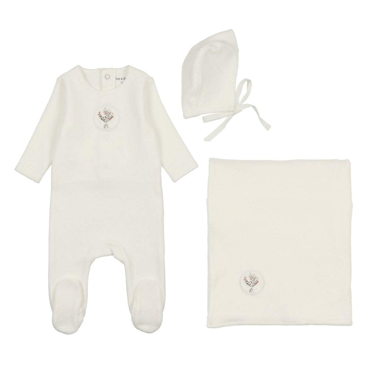 Embroidered Center Embossed Layette Set