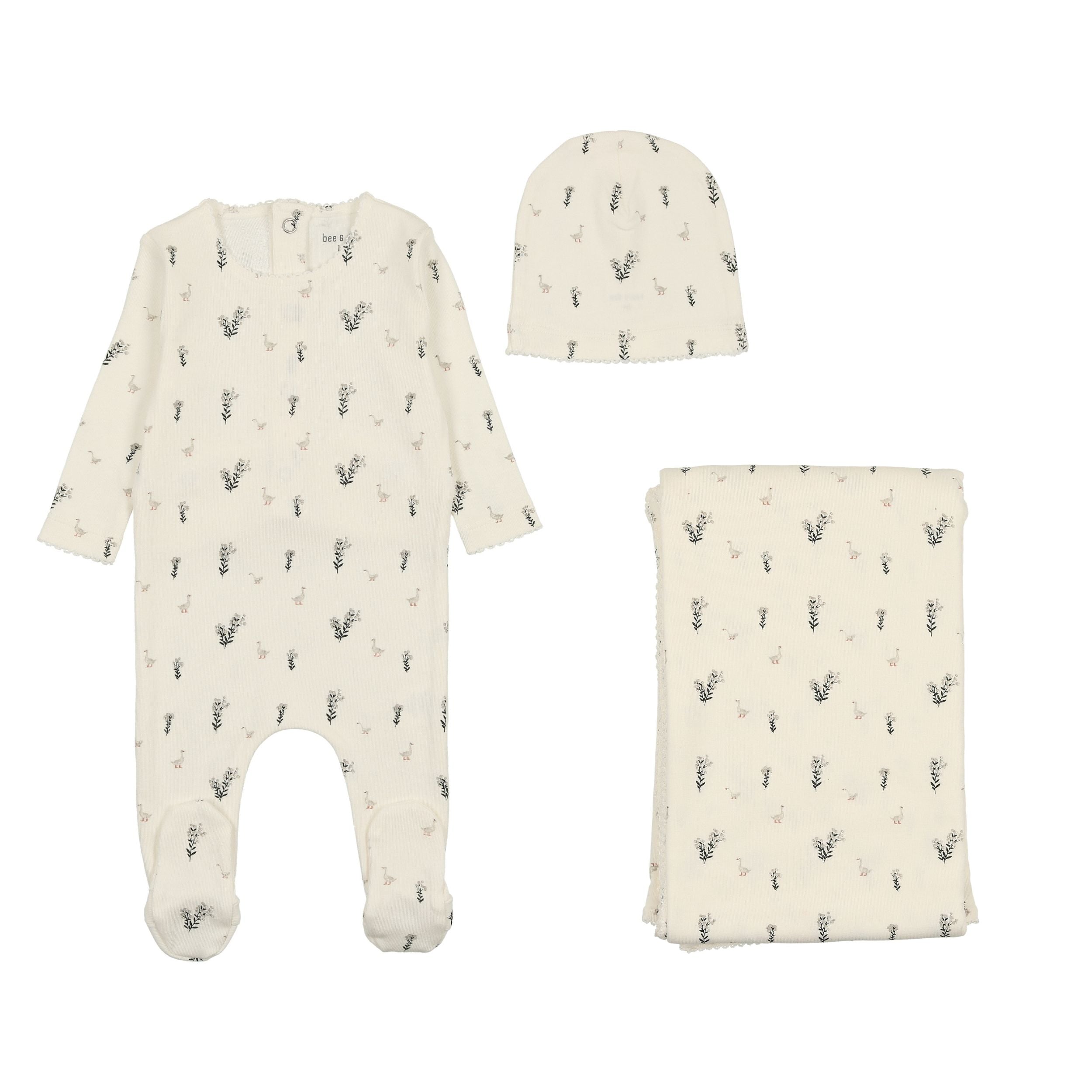 Swan Print Layette Set