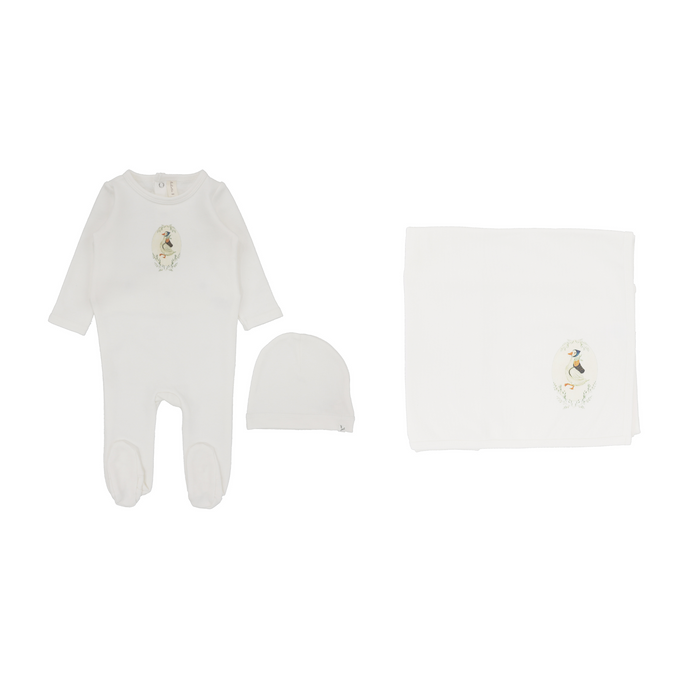 White French Terry Print Layette Set