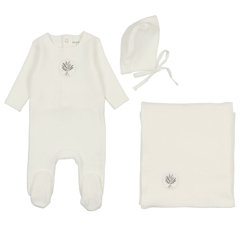 Embroidered Center Embossed Layette Set