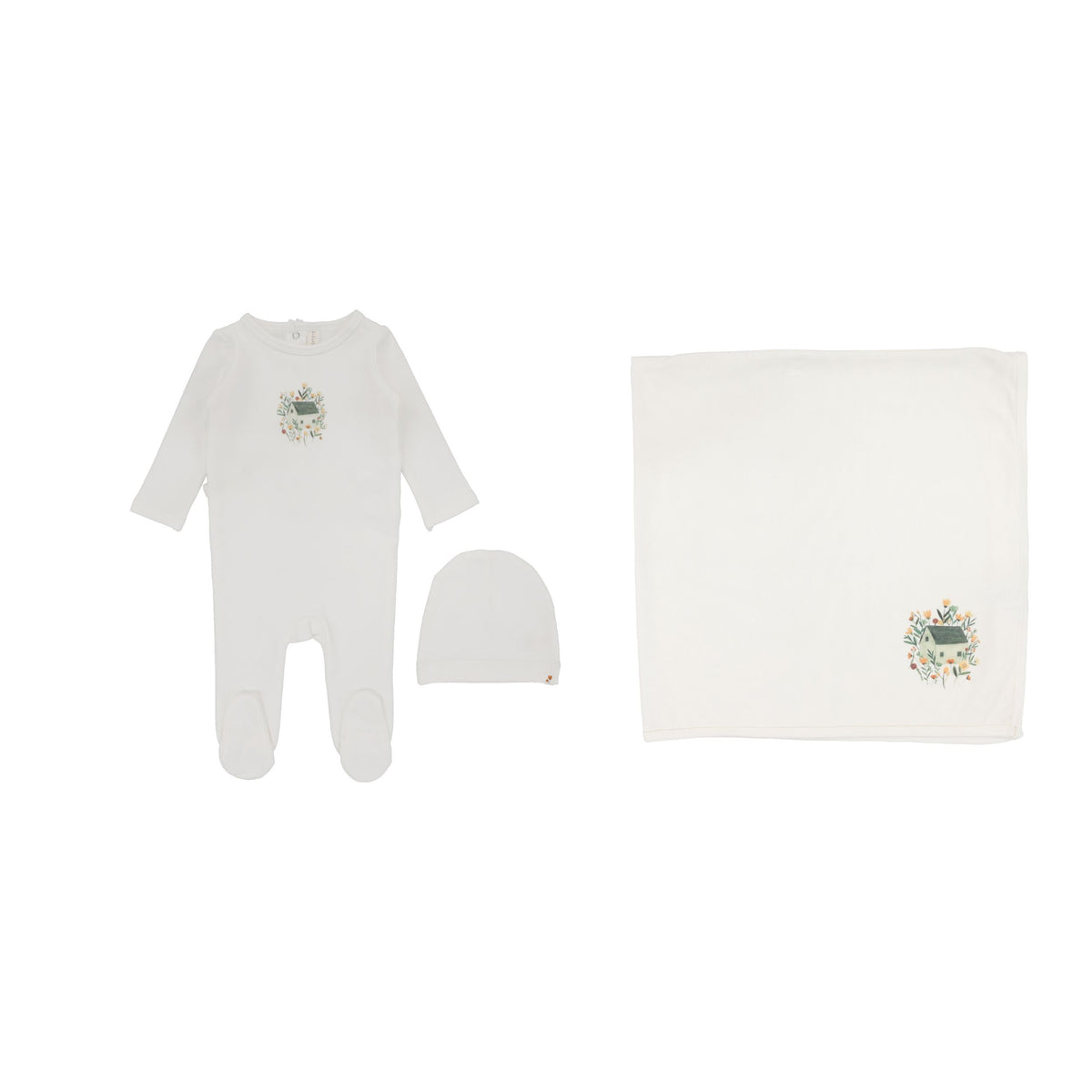 White French Terry Print Layette Set