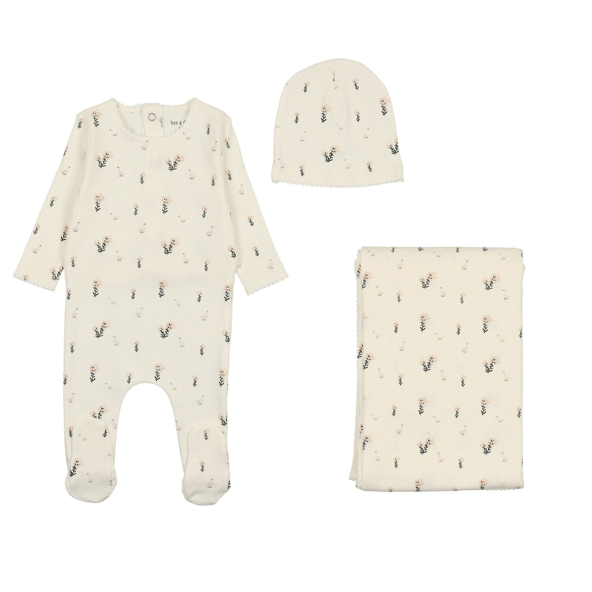 Swan Print Layette Set