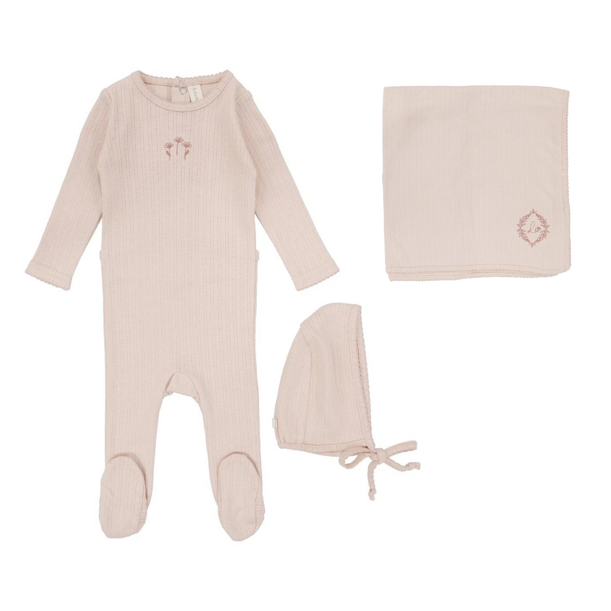 Striped Pointelle Layette Set