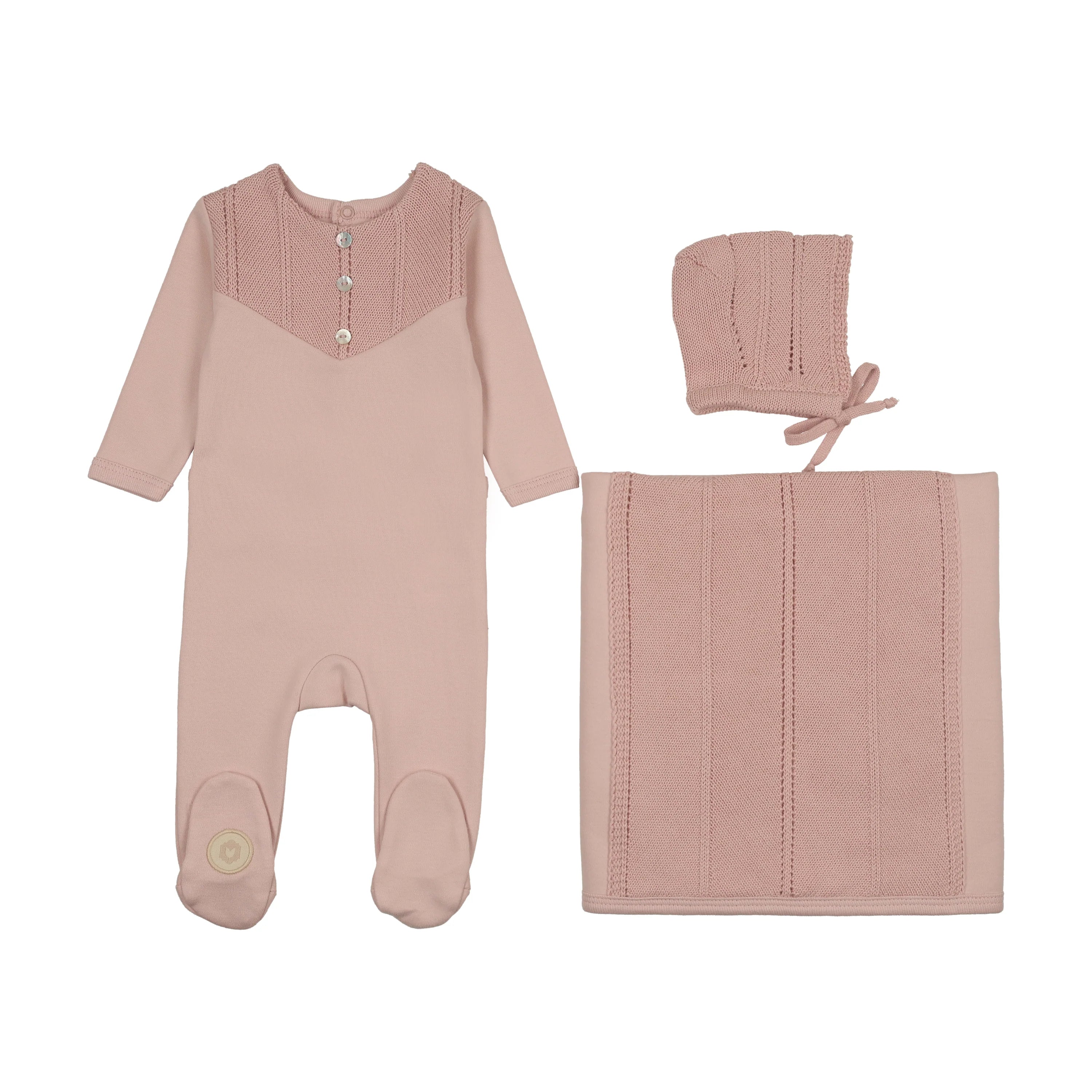 V-Knit Henley Layette Set