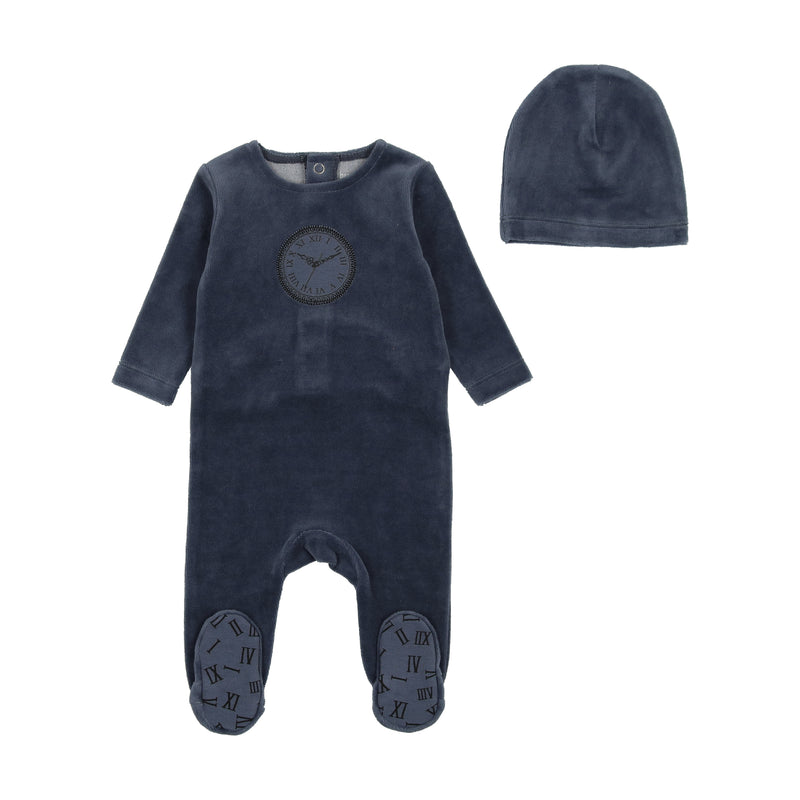 Clock Velour Footie & Hat