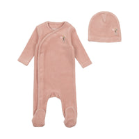 Velour Embroidered Edge Footie & Hat
