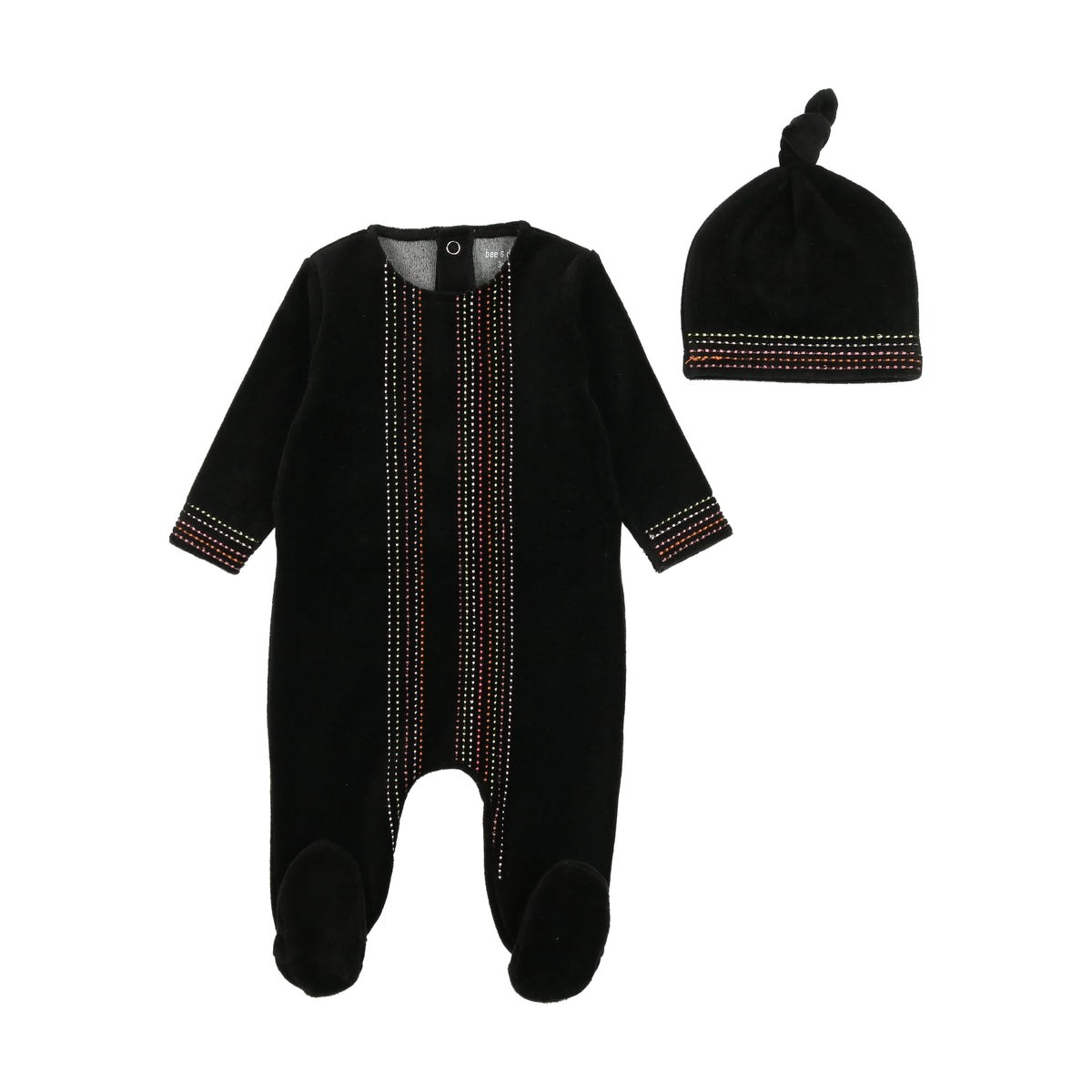 Colored Stitching Footie & Hat