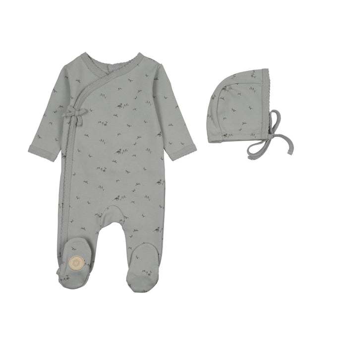 Vintage Bird Wrap Footie & Bonnet