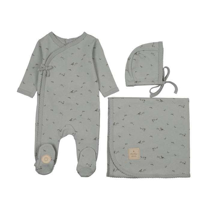 Vintage Bird Wrap Layette Set