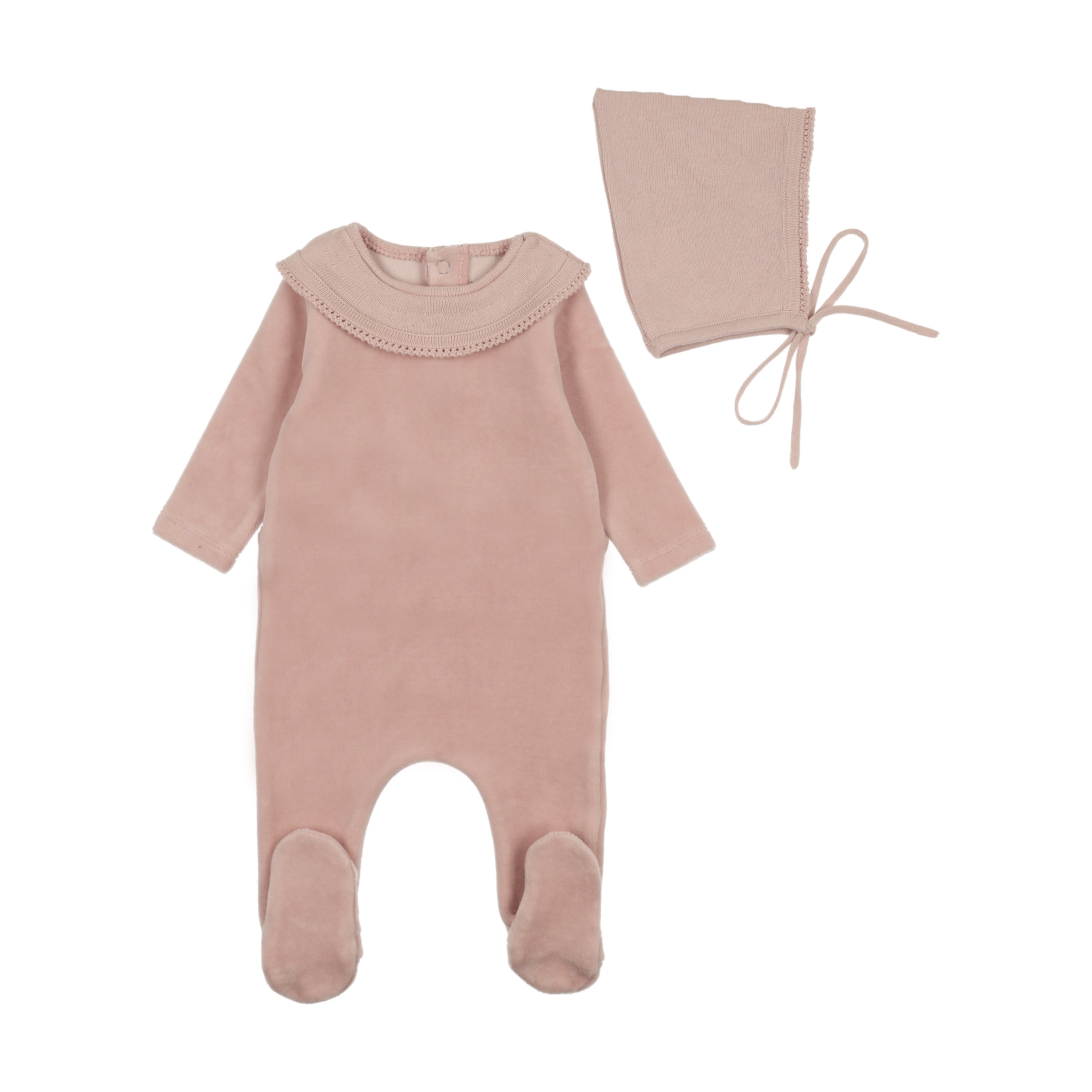 Vintage Soft Velour Footie & Bonnet