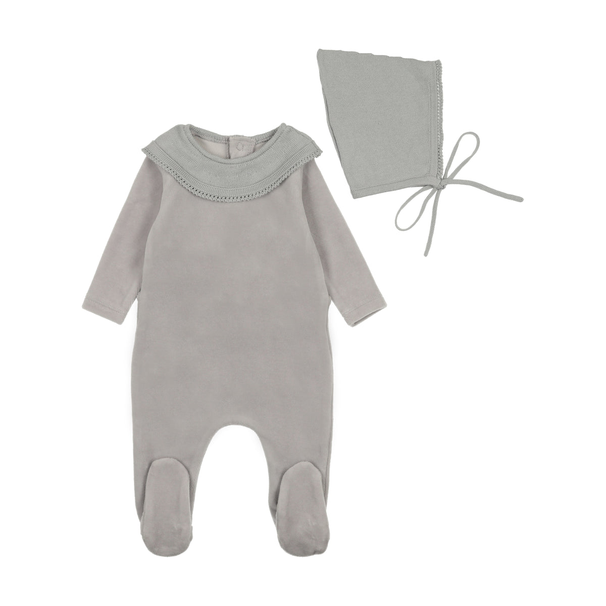 Vintage Soft Velour Footie & Bonnet
