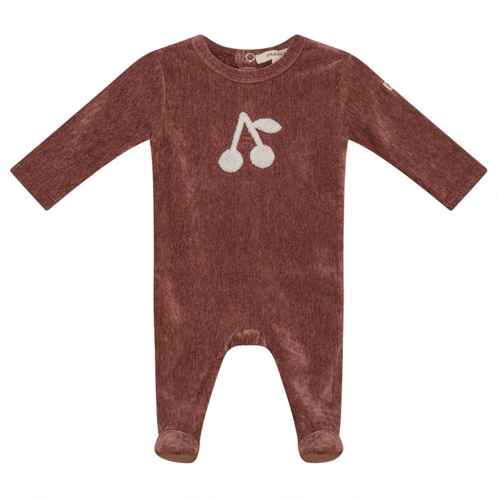 Velour Footie With Cherry