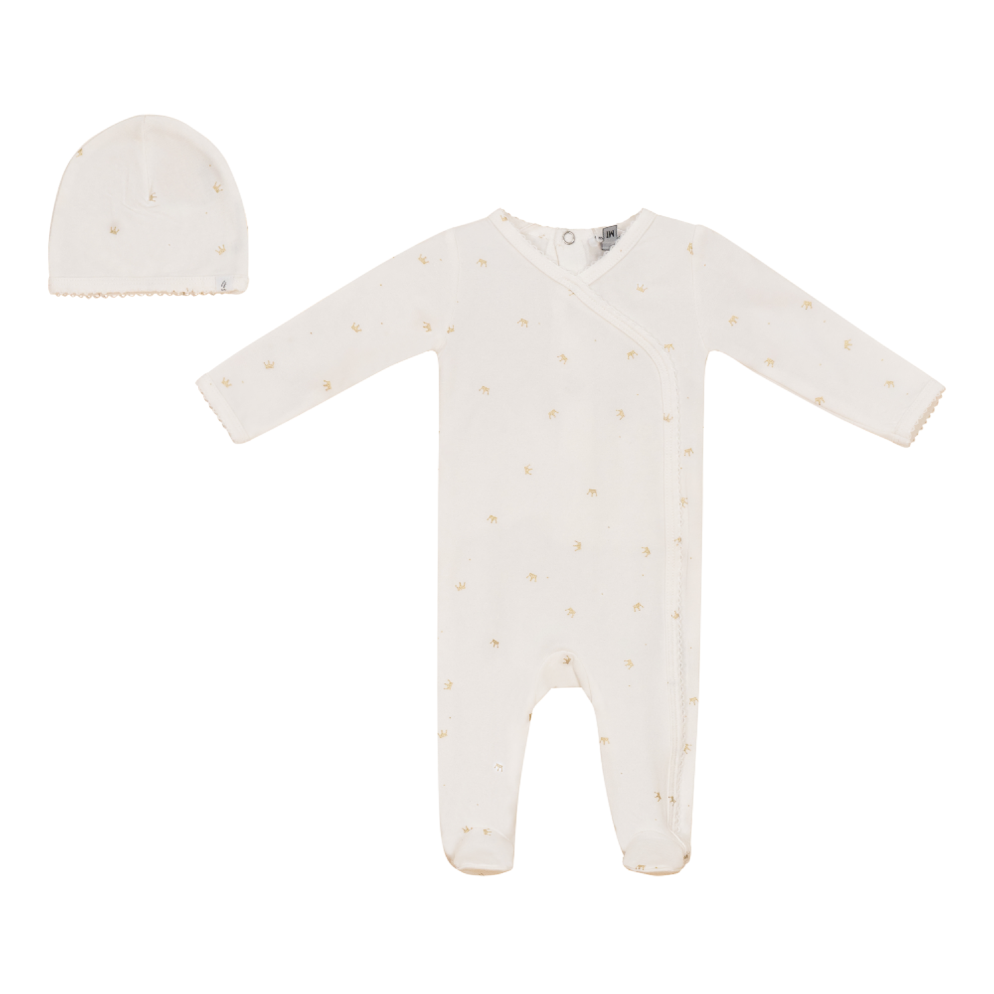 Soft Modal With Crown Print Baby Romper Set