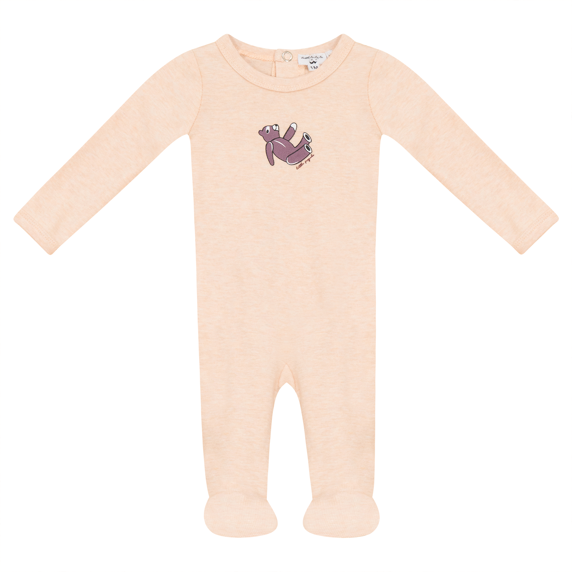 Fine Rib With Bear Print Baby Romper