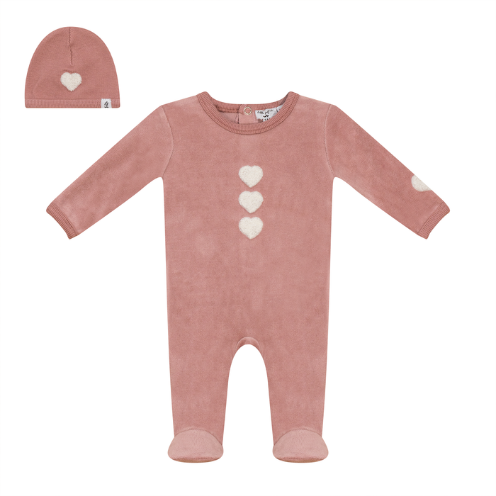 Velour Baby Romper Set With Print