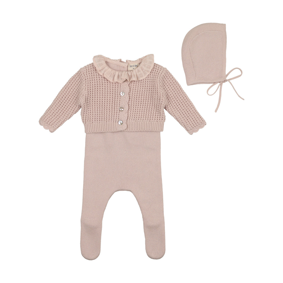 Waffle Ensemble Knit Footie & Hat