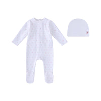 Butterfly/Birds Over Print Footie & Hat