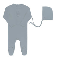 Velour Center Floral Footie & Hat