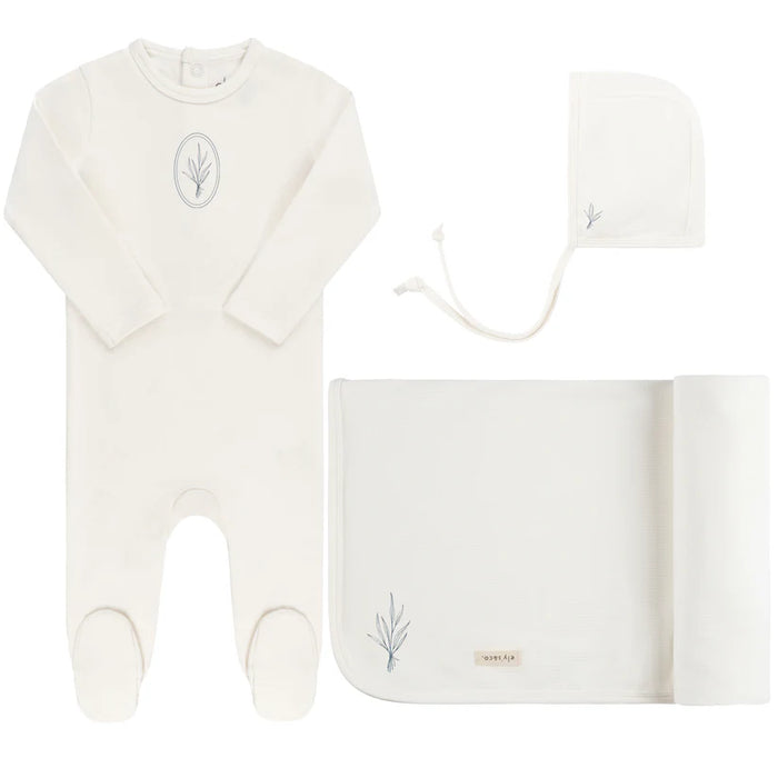 Velour Center Floral Layette Set