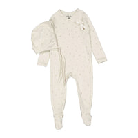 Tiny Bud Print Wrap Tie Footie & Bonnet