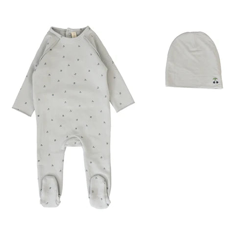 Cherry Print Footie & Hat