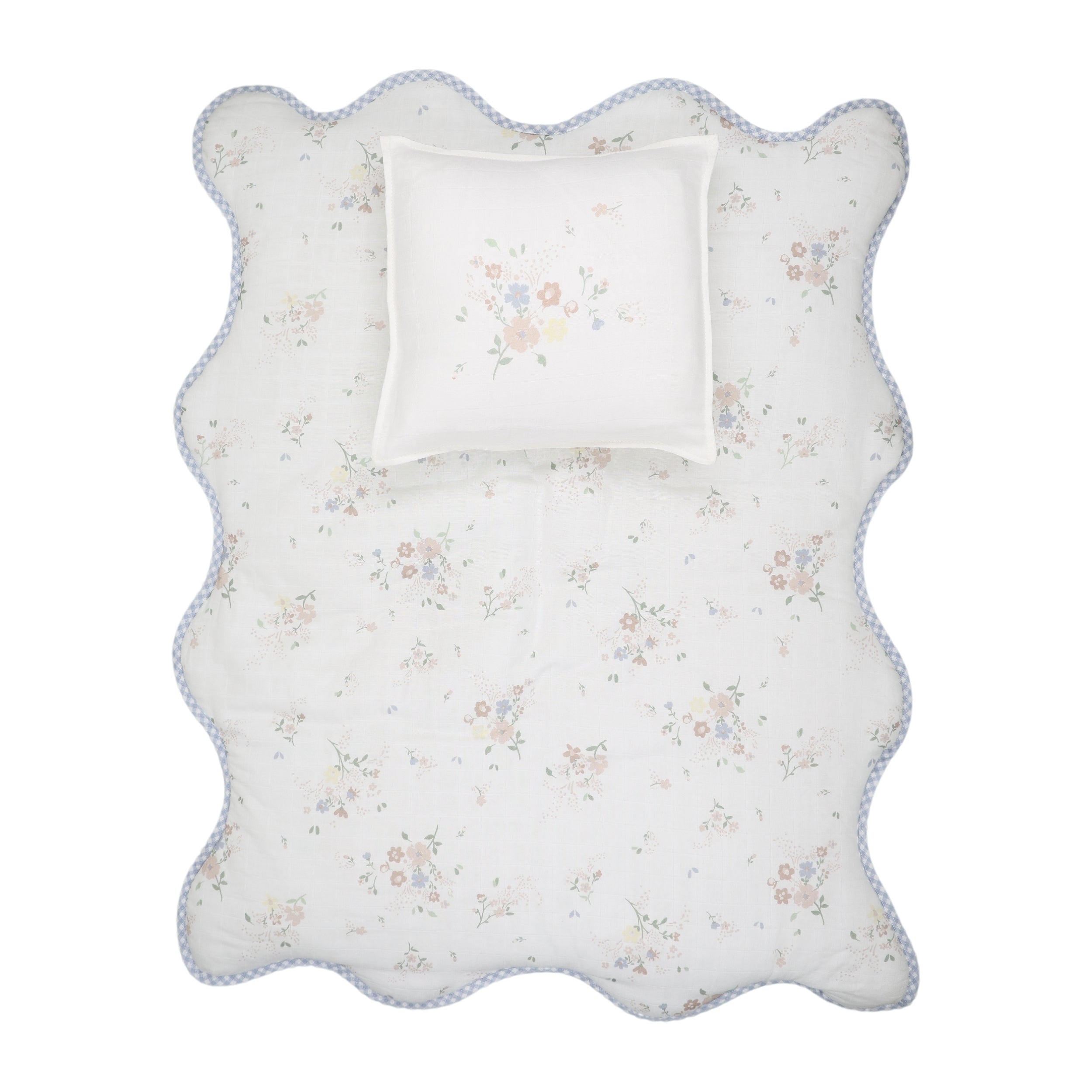 Gingham Floral Bamboo Filled Blanket & Pillow