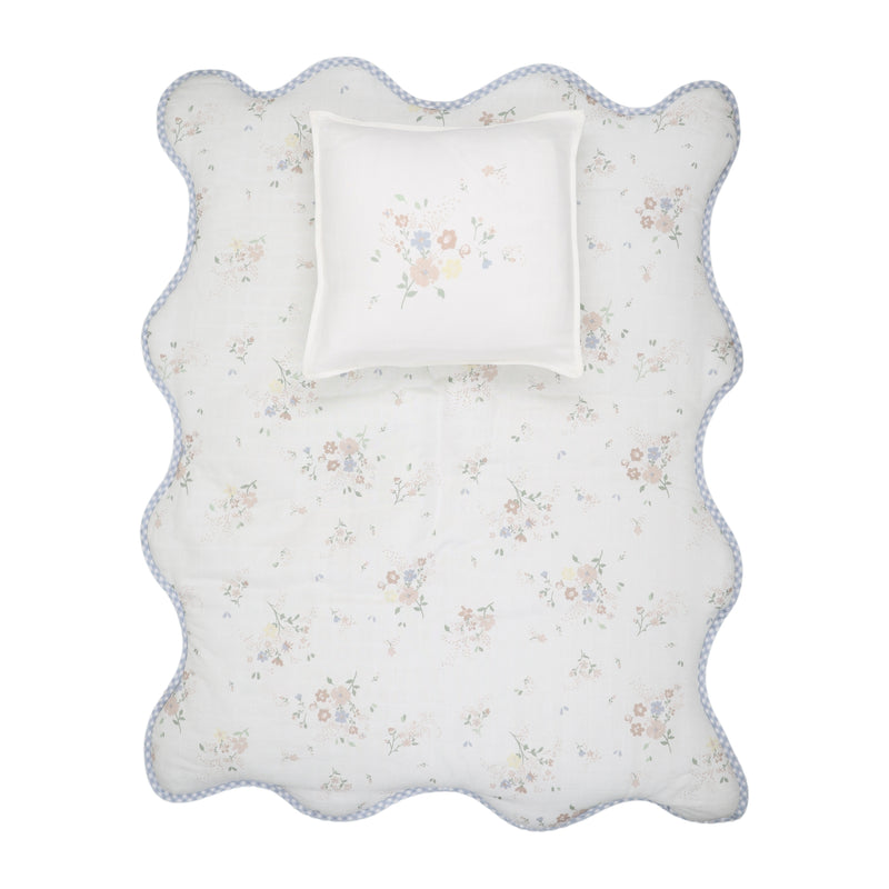 Gingham Floral Bamboo Filled Blanket & Pillow