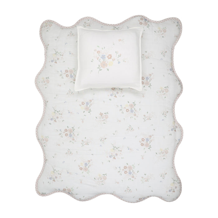 Gingham Floral Bamboo Filled Blanket & Pillow