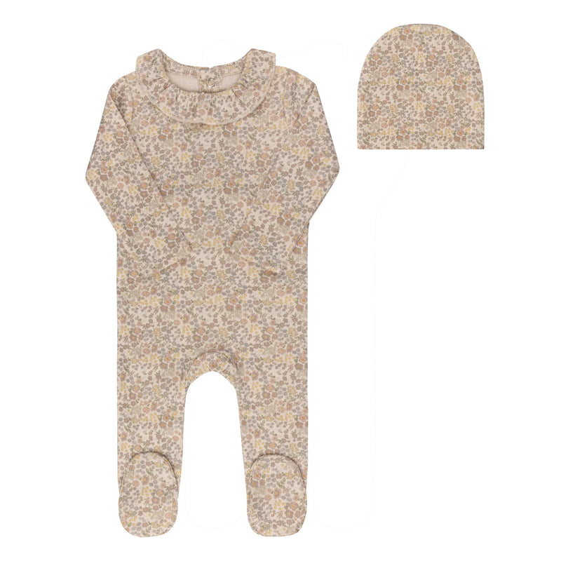 Cotton Liberty Print Footie & Hat