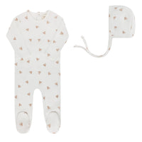 Velour Leaf Pattern Collection - Footie & Hat