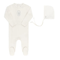 Velour Center Floral Footie & Hat