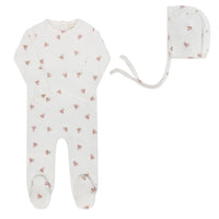 Velour Leaf Pattern Collection - Footie & Hat