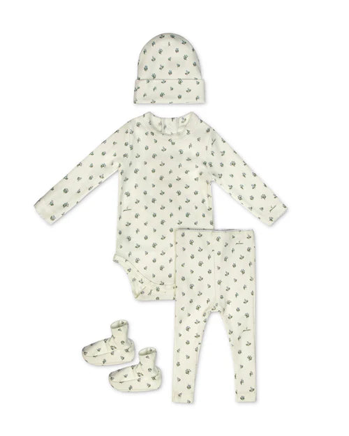 Floral Onesie & Legging & Beanie