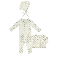 Floral Footie & Cardigan & Bonnet