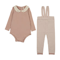 Two Tone Knit Suspender Set Long