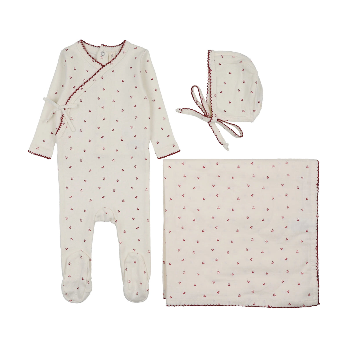 Cherry Scallop Layette Set