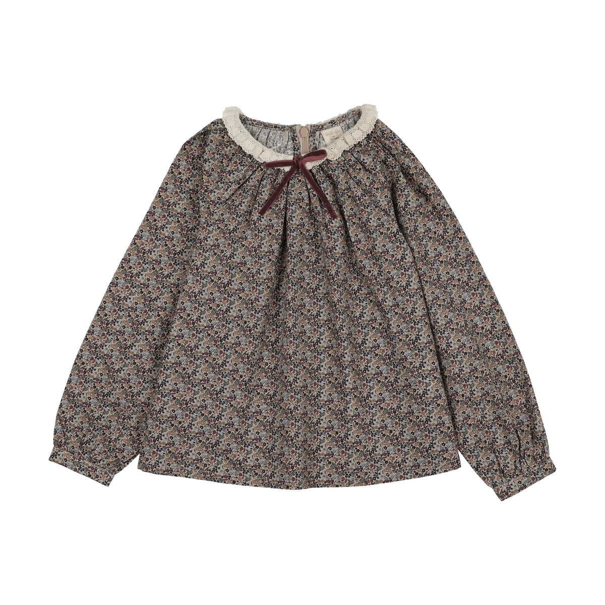 Home Garden Lace Trim Collared Blouse With Knit Suspender Leggings